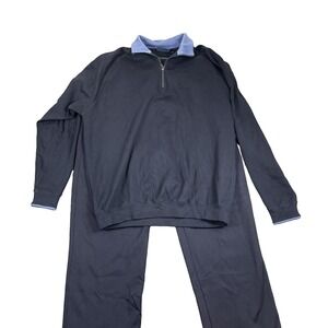 Bobby Jones Leisure Suit Mens Large Blue Peruvian Pima Cotton Track Players Golf